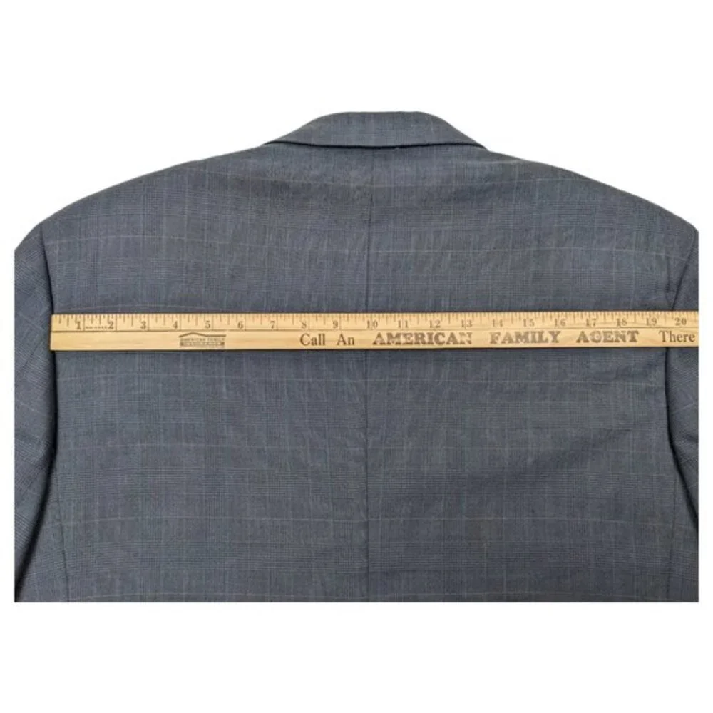 Pierre Balmain Paris Marseille Gray‎ Plaid Suit Jacket Single-breasted 46L